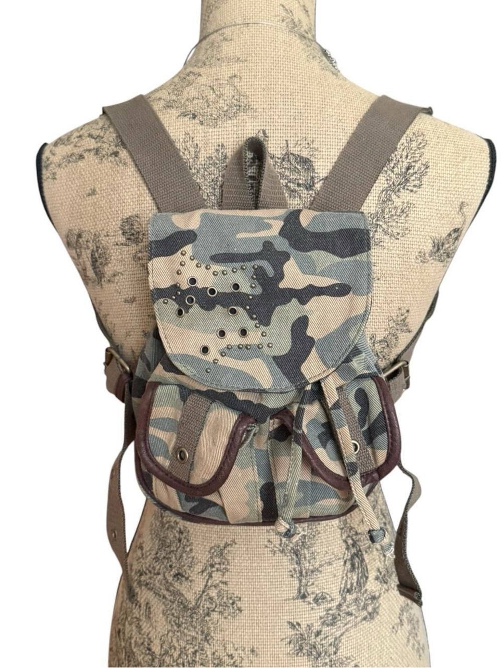 Y2K Camo Print Canvas Mini Backpack
